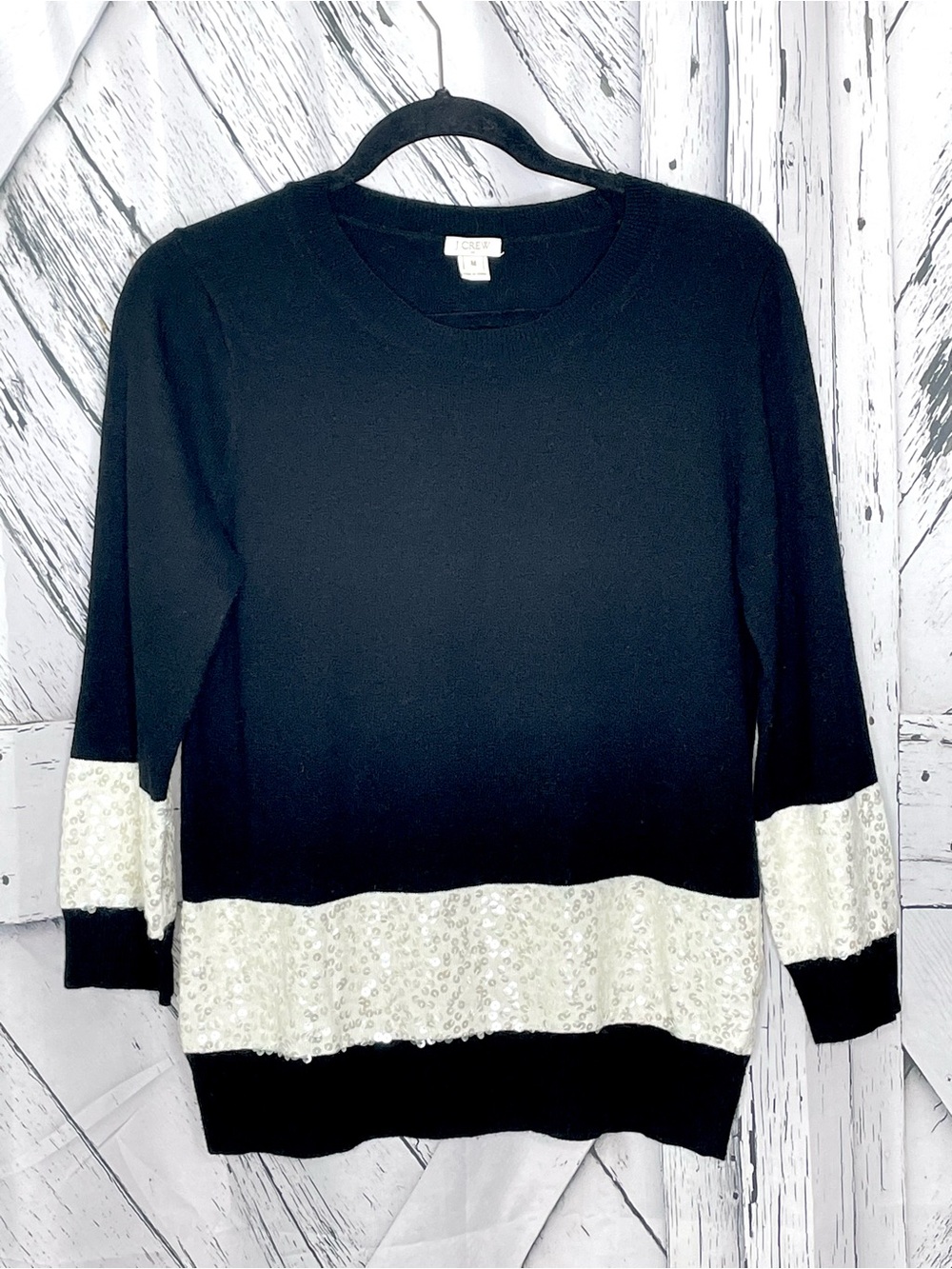 J CREW black and gold sequins sweater